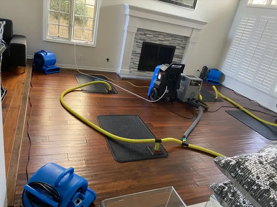 Air movers drying a Tustin, CA home