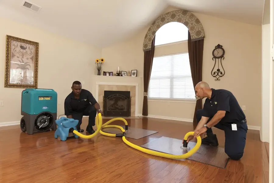 Truck-mounted extraction of standing water from a Tustin, CA floor